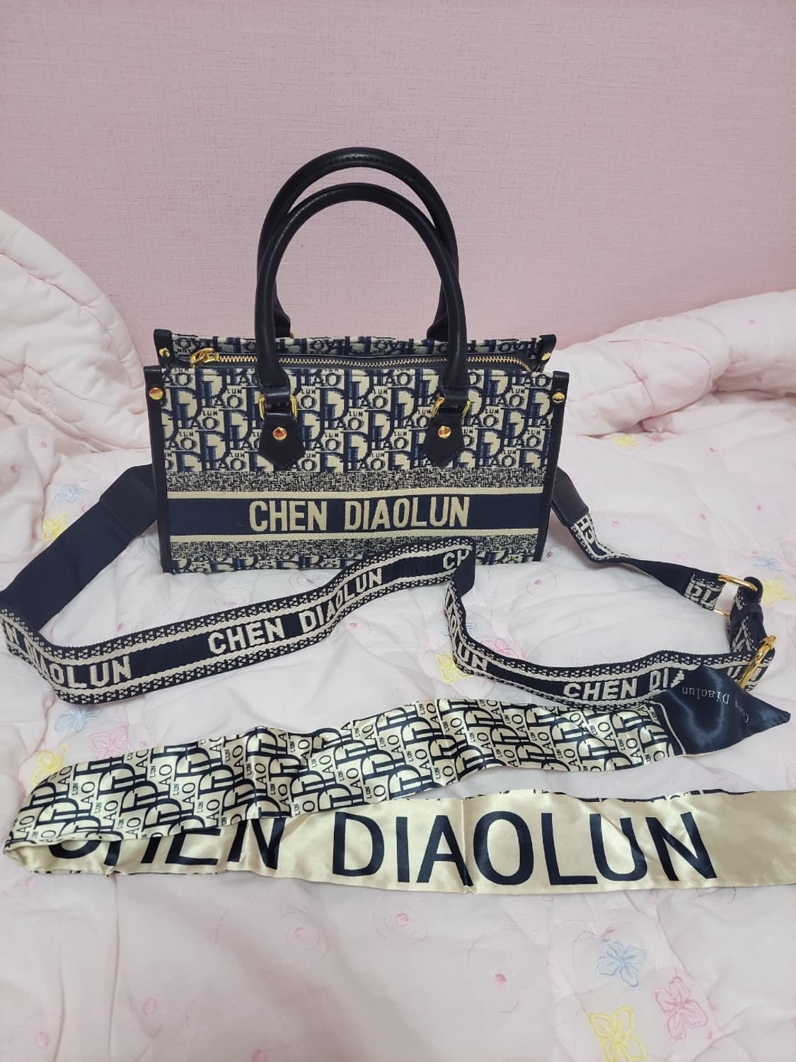 급처새상품!첸 디아올룬 디올느낌 방도 스카프세트 토트백크로스백핸드백 가방 상품이미지1