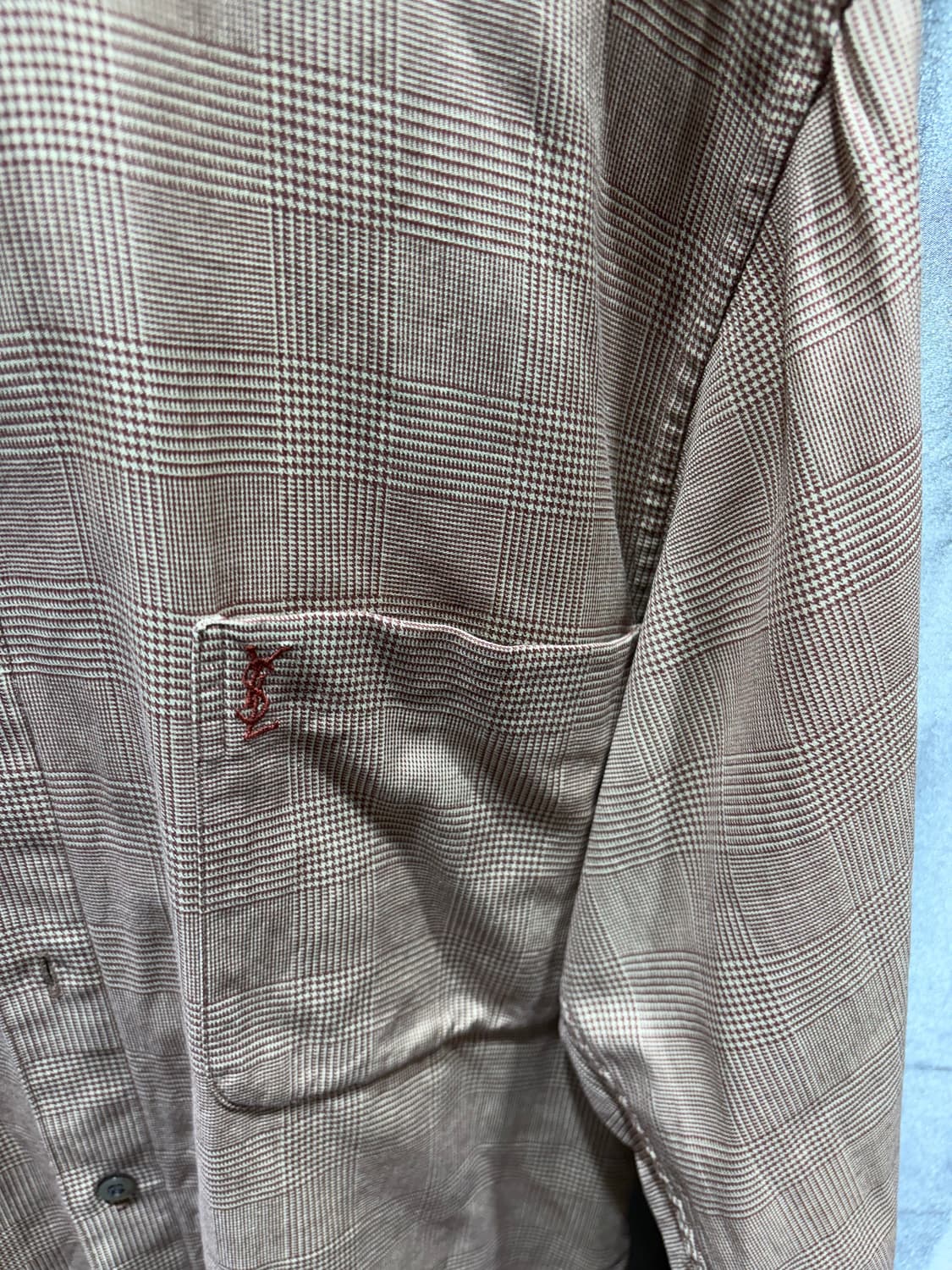 S YSL 입생로랑 오렌지레드 원포켓 체크셔츠 상품이미지4