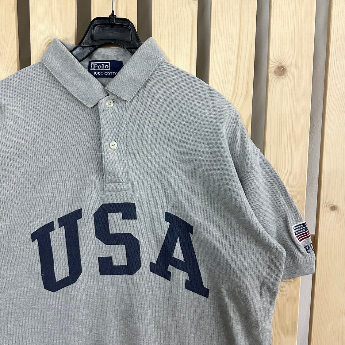 (L) 폴로 랄프로렌 그레이 USA 반팔 카라티 상품이미지3