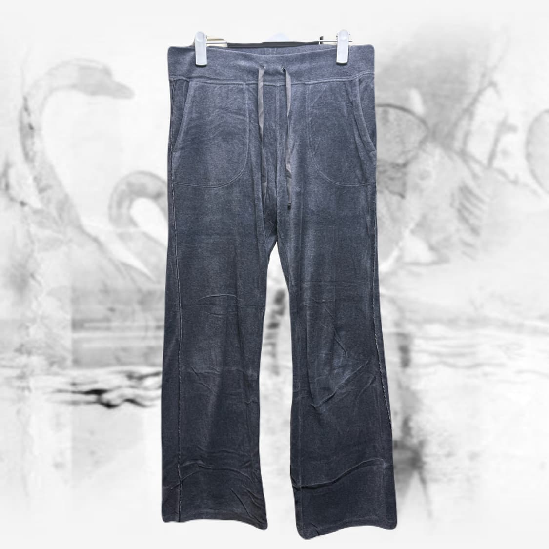y2k 그레이 벨벳 팬츠 상품이미지1