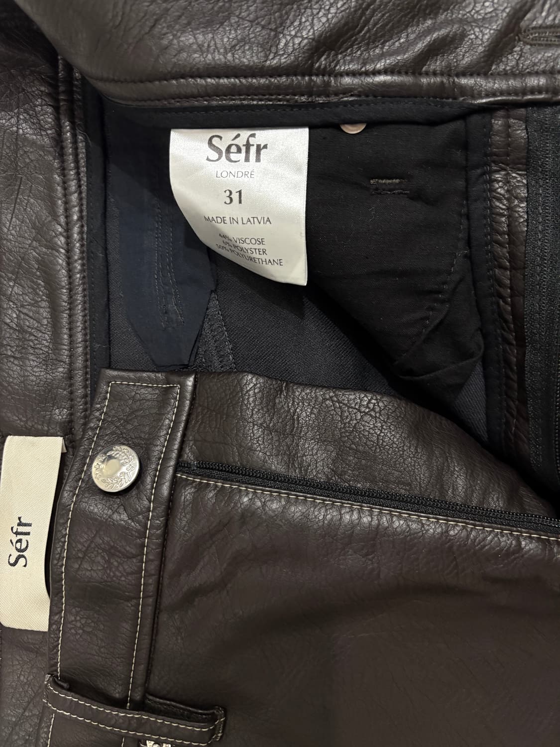 Sefr 브라운 가죽바지 상품이미지5