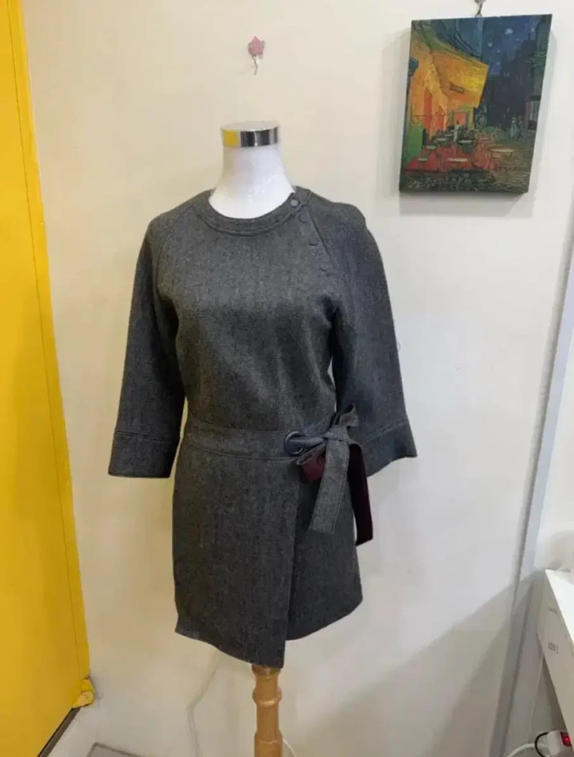 DEWL 드울 울 블렌드 랩 원피스 / 그레이 미니멀 상품이미지2