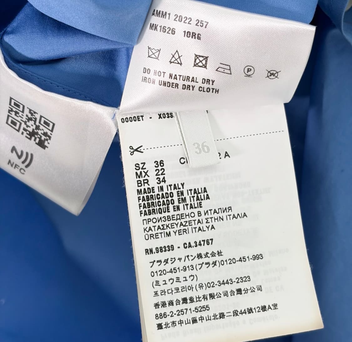 [36] 미우미우 자수 로고 포플린 오버사이즈 롱 셔츠 페리윙클 블루 상품이미지10