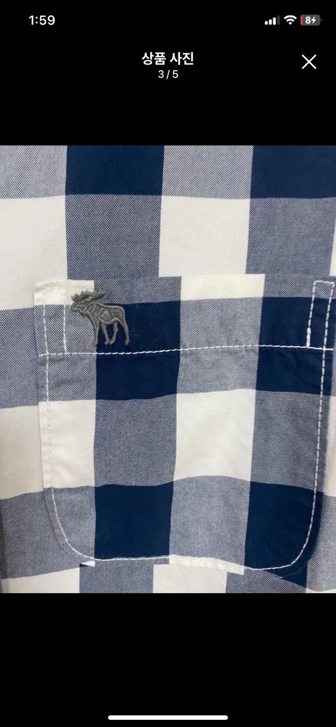 [ABERCROMBIE] 아베크롬비 네이비 체크 셔츠 M사이즈 상품이미지3
