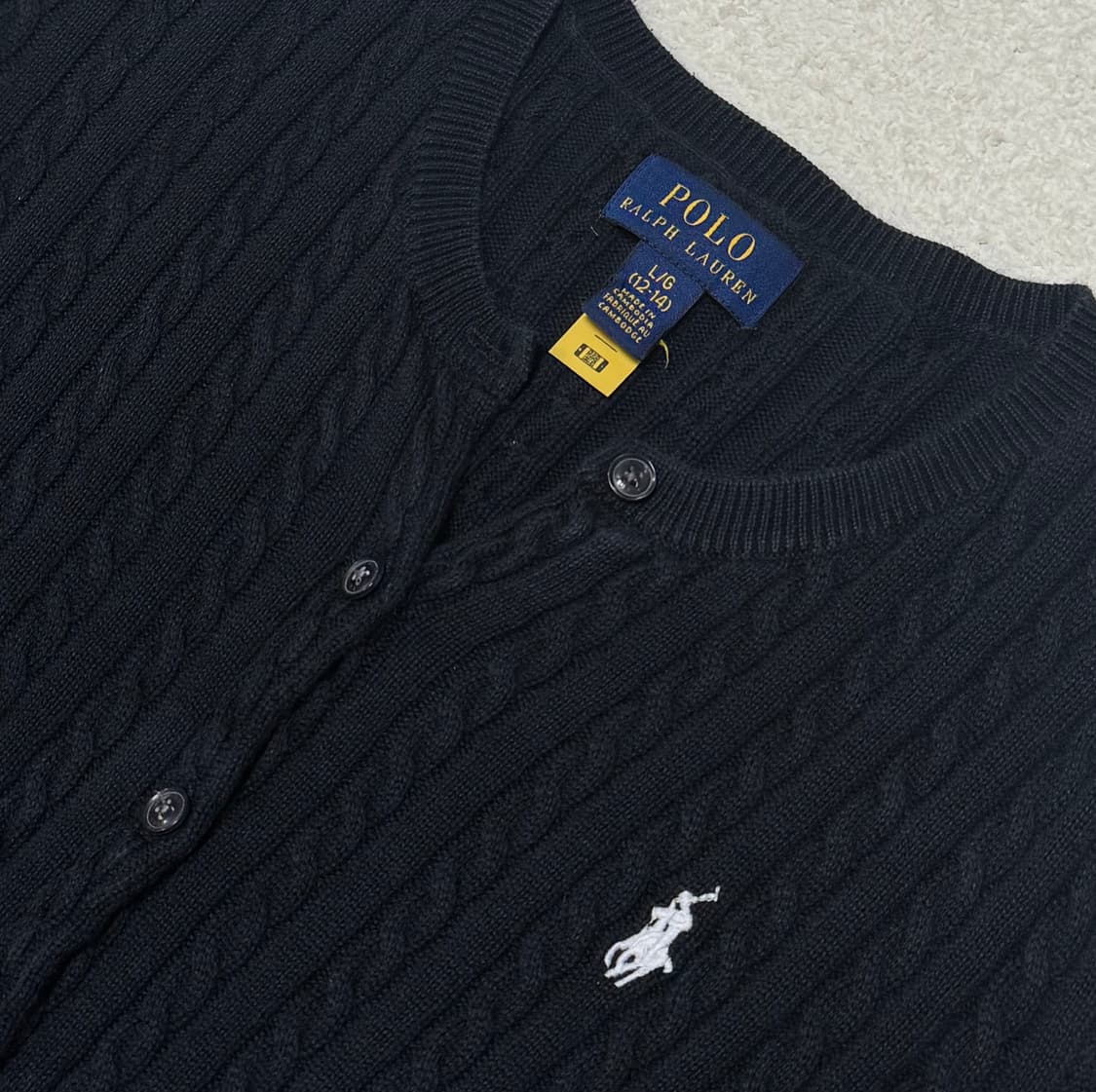 폴로 랄프로렌 걸즈 블랙 가디건 (qr) 상품이미지4