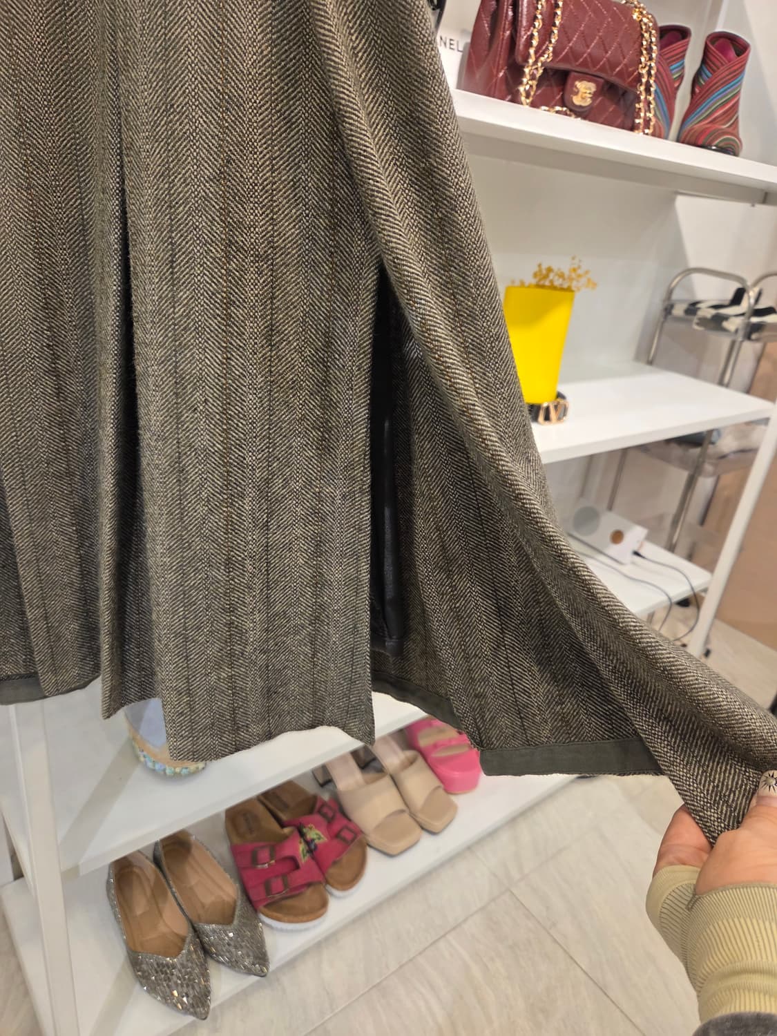 타임 울블랜딩 헤링본 주름 스커트 상품이미지5