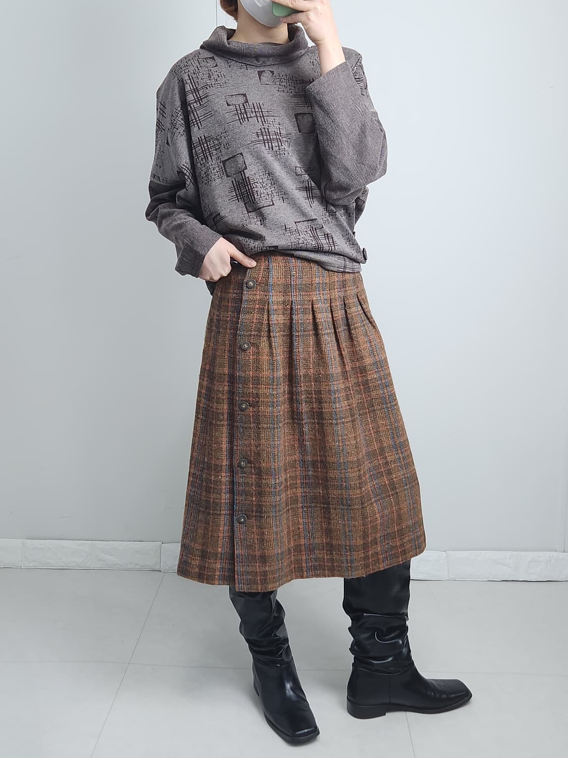 단추 울 스커트 상품이미지3
