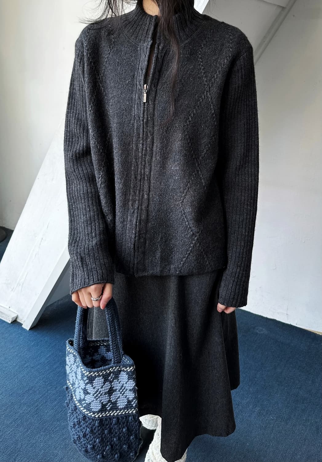 Wool boucle felted zip jacket 상품이미지2