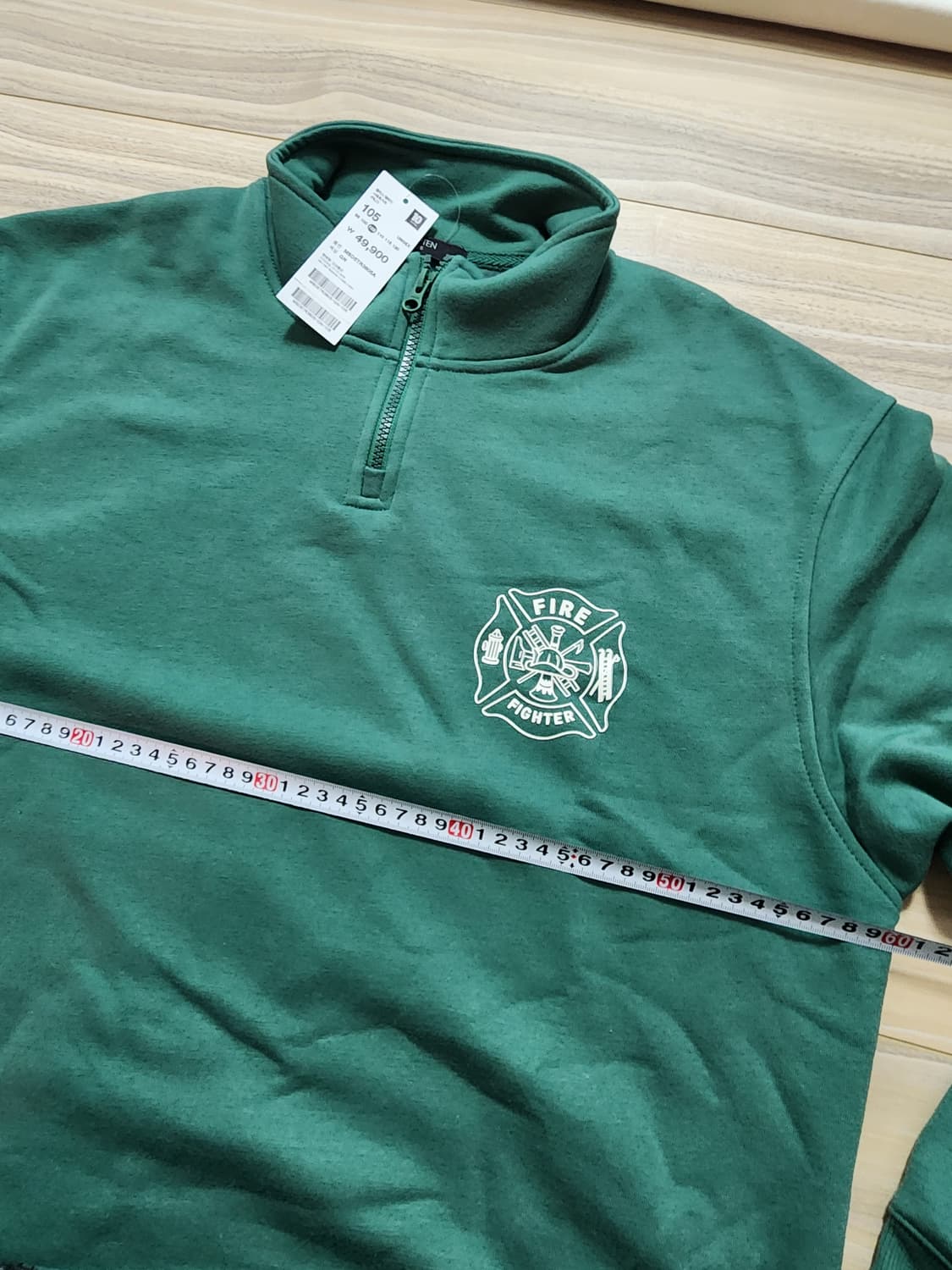 탑텐하프넥집업맨투맨기모티셔츠105그린 상품이미지6