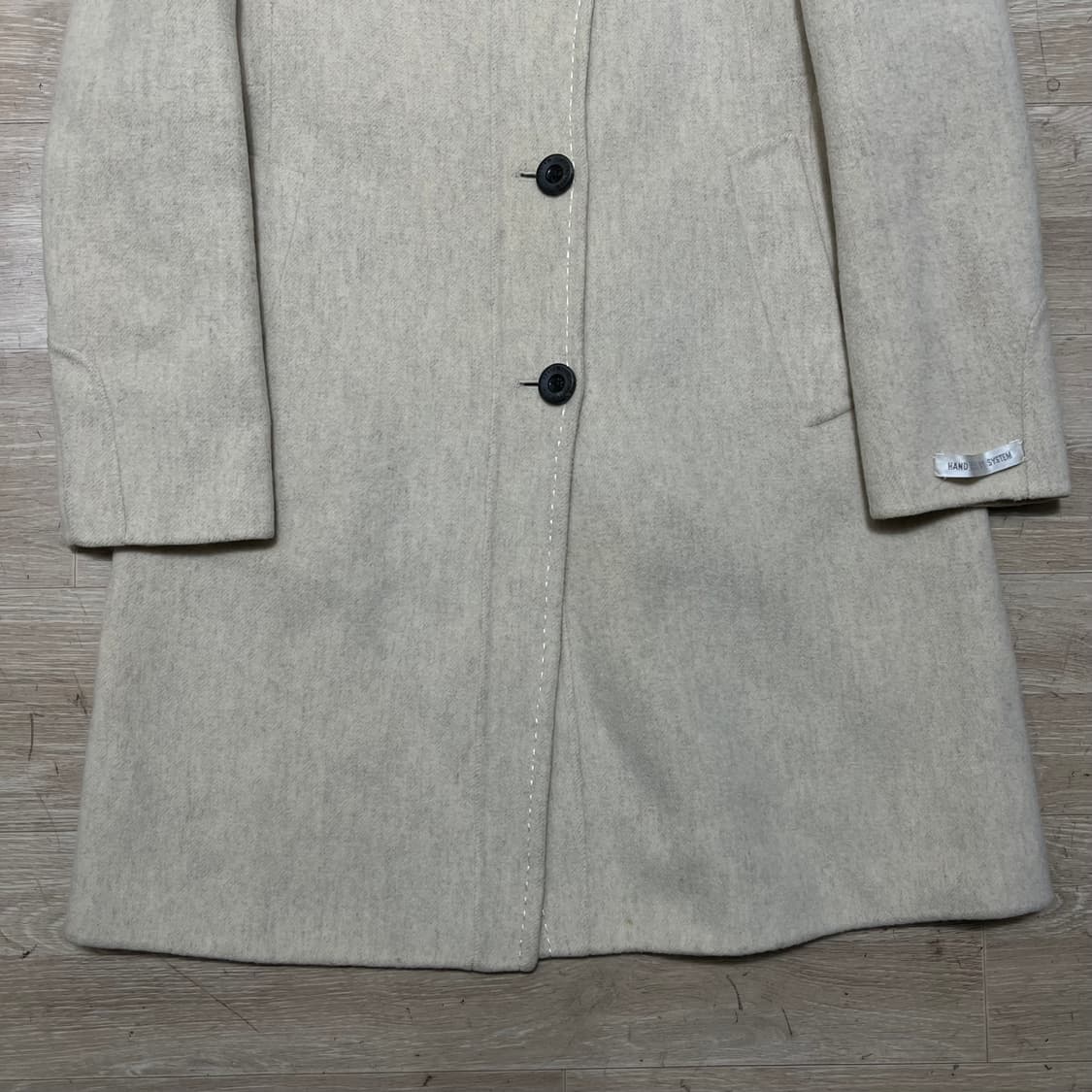 한섬 시스템 여성 핸드메이드 모직 싱글코트 [크림] 82-94-160 상품이미지3