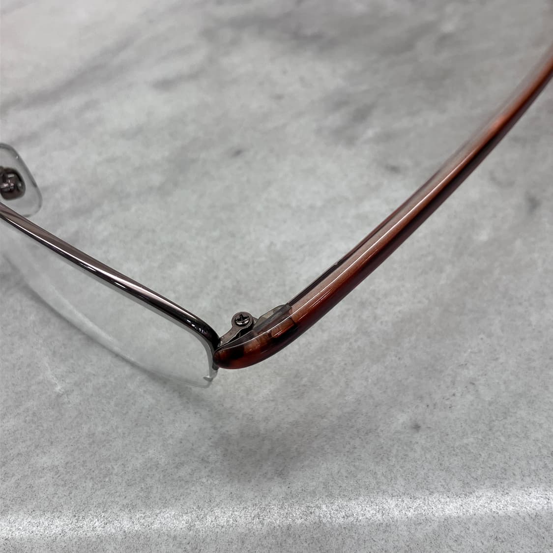 C80 EYESPAX 유광 브라운 소프트 스퀘어 반무테 안경 상품이미지2