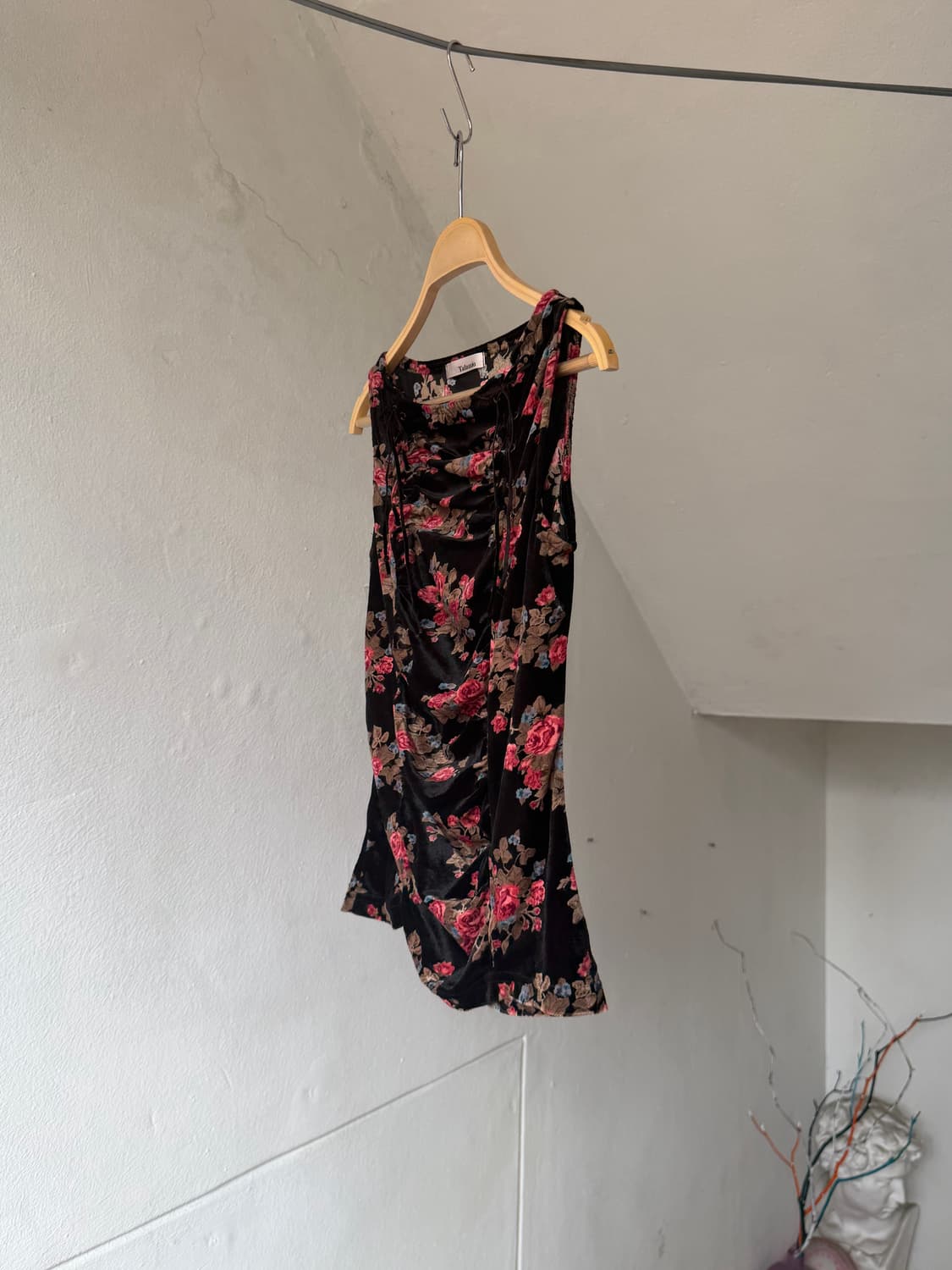 빈티지 플라워 벨벳 파티 나시 상품이미지4