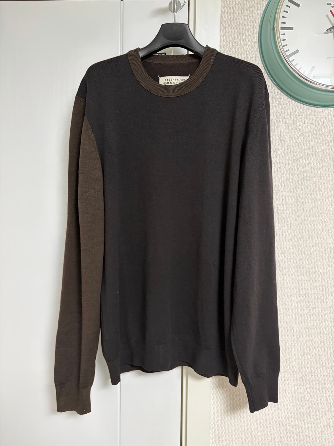 [M] 마르지엘라 백스티치 배색 브라운 니트 상품이미지1