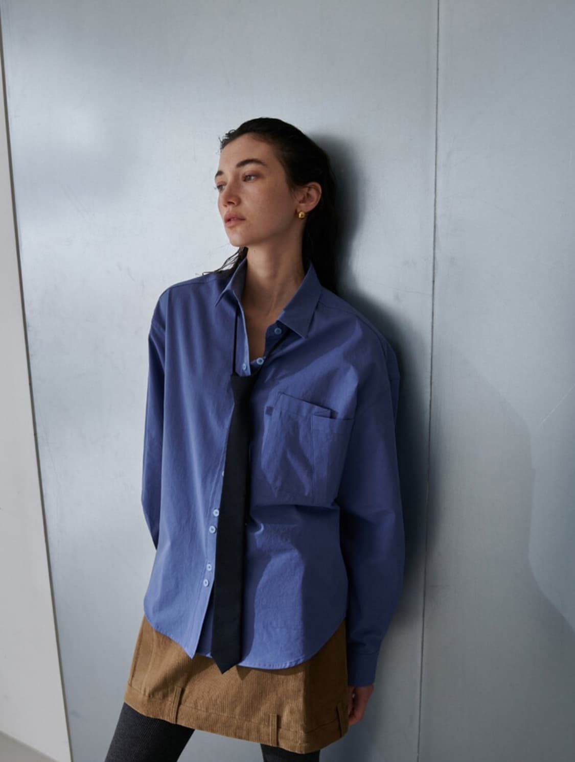 오데스 Ordes 더블 버튼 셔츠 블루 상품이미지4