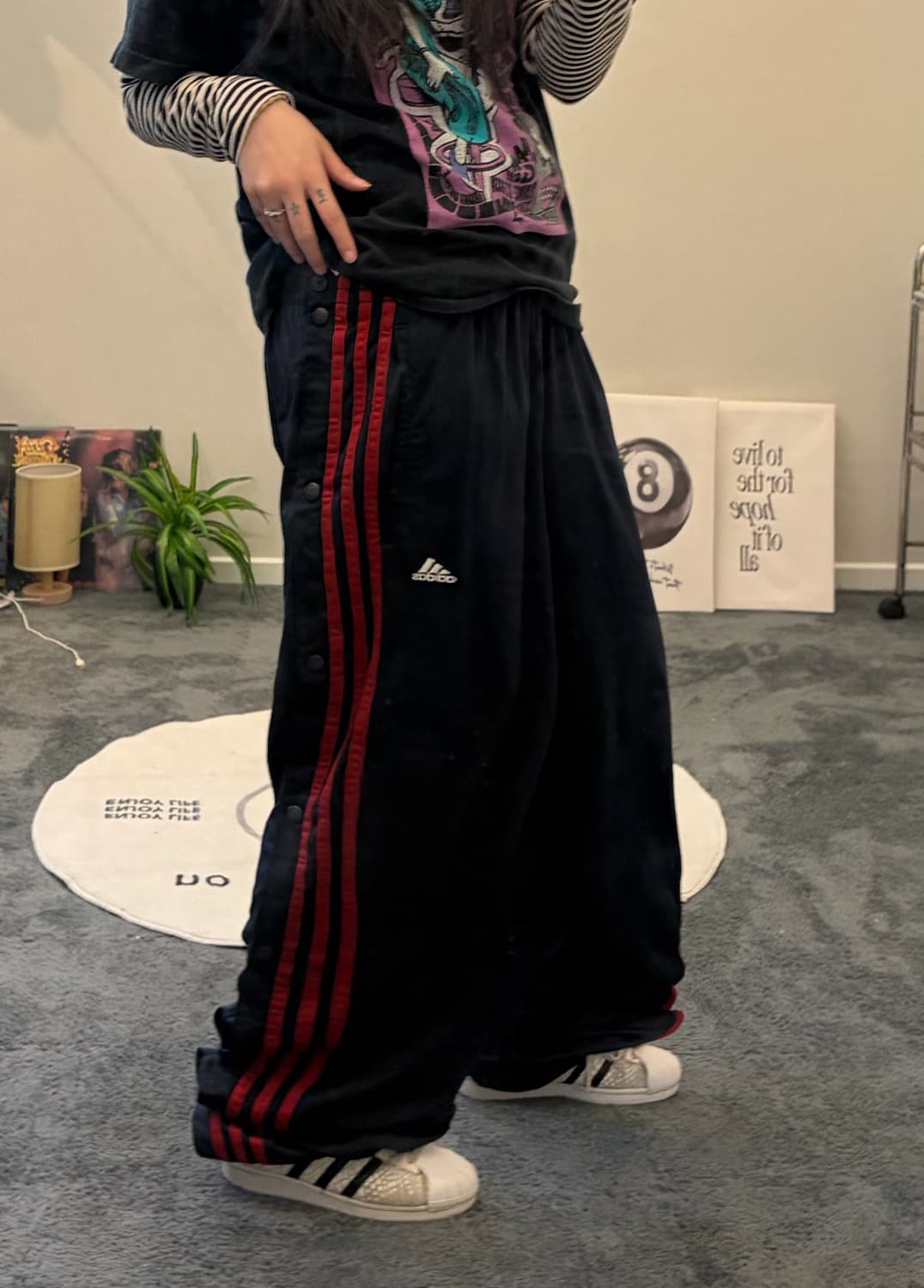 90s ADIDAS 올드스쿨 사이드버튼 져지 트랙팬츠 상품이미지2