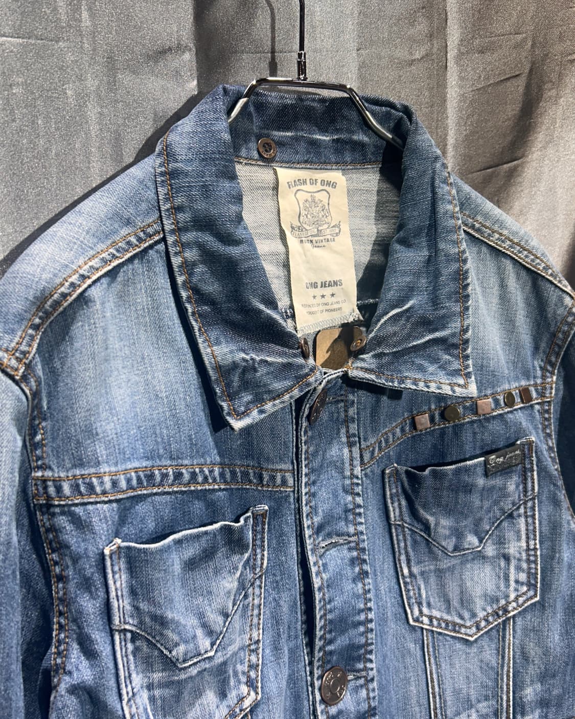 M ONG JEANS  빈티지 페이딩 블루 데님 자켓 상품이미지5