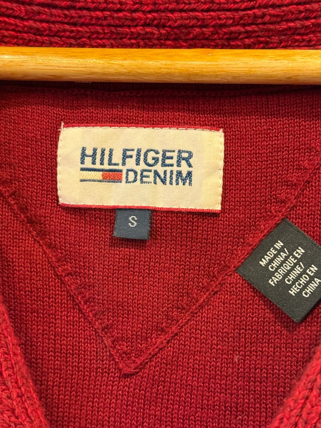 타미힐피거 데님 레드 꽈배기 니트 가디건 상품이미지2