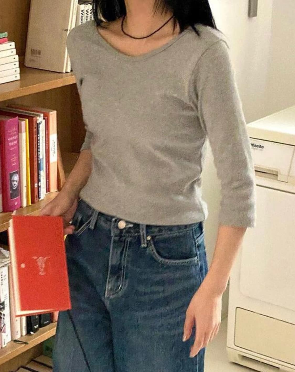새상품) 지니야 7부 유넥 티셔츠 아이보리 7부 티셔츠  상품이미지2