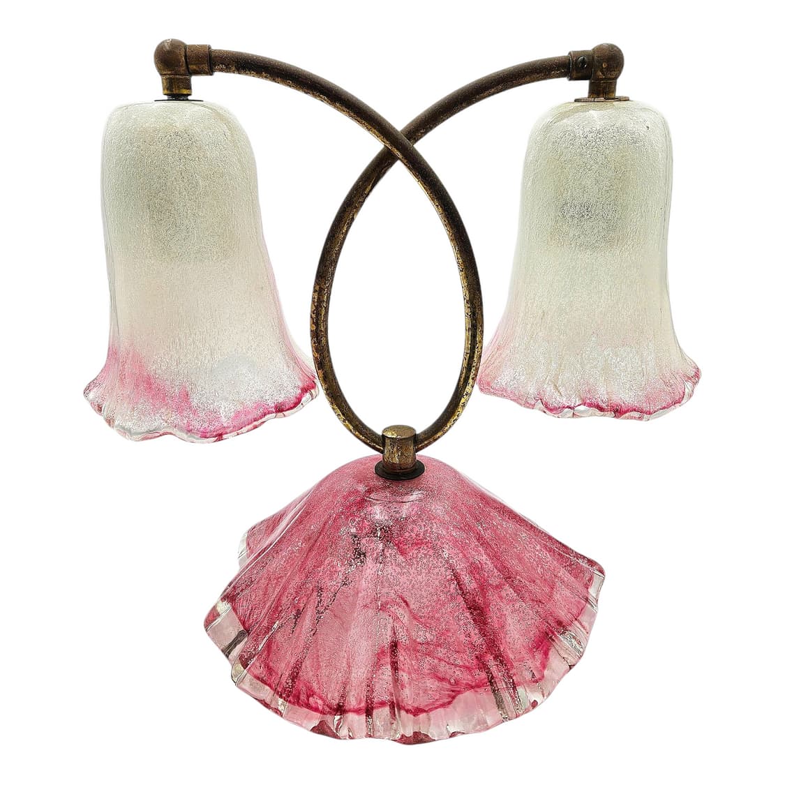 1960s 이와타 핑크 아트글라스 2구 엔틱 조명

 상품이미지8