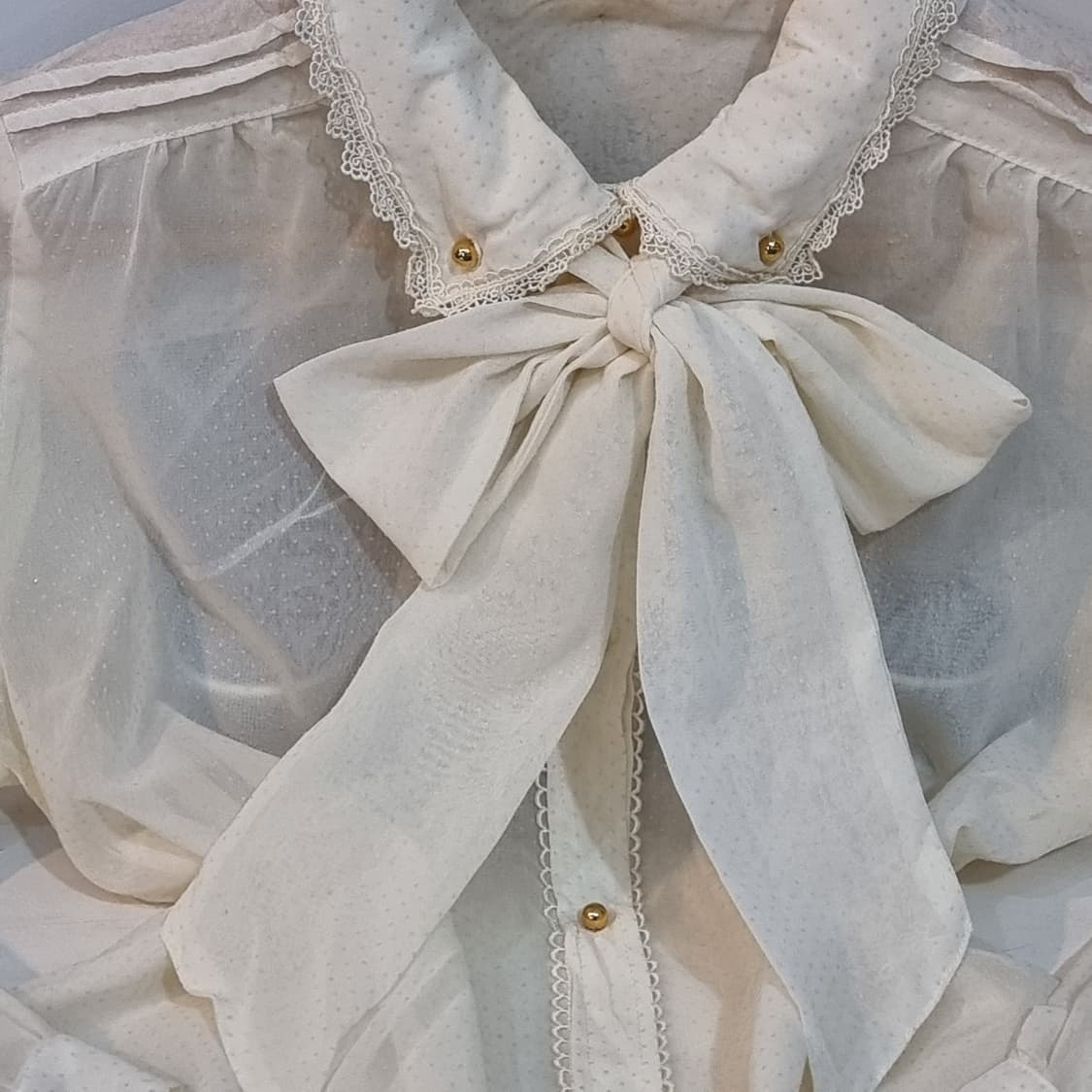 도트 시스루 리본 블라우스 상품이미지2