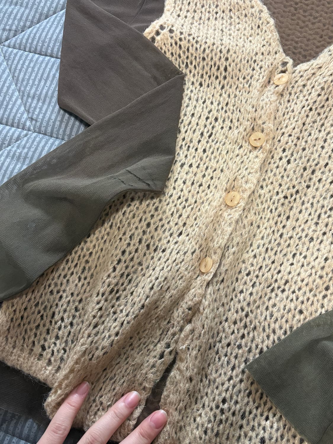 Brown knite cardigan 상품이미지3