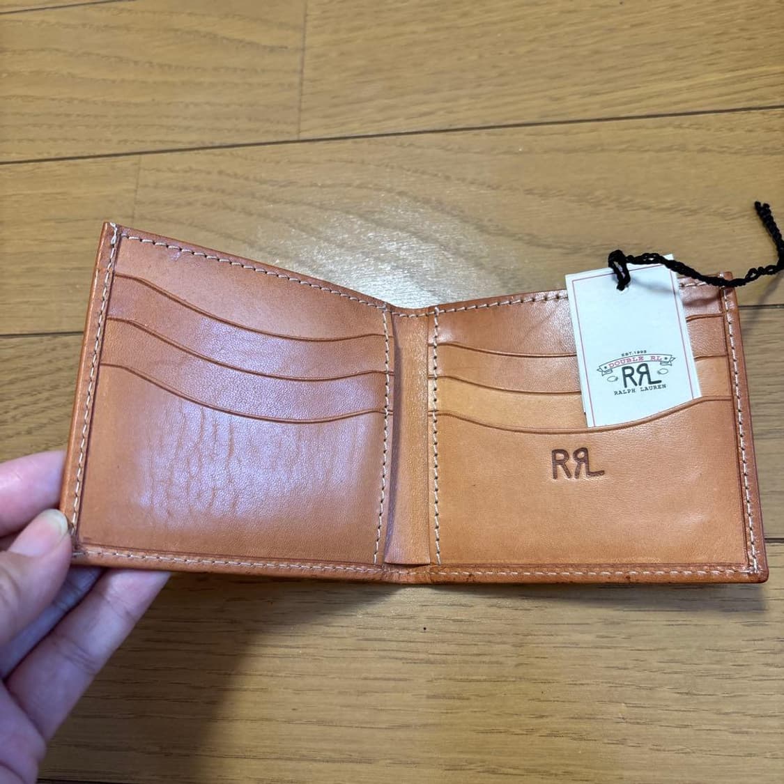 RRL 더블알엘 디스트레스드 레더 윙프린트 빌폴드 월렛 탄 상품이미지3