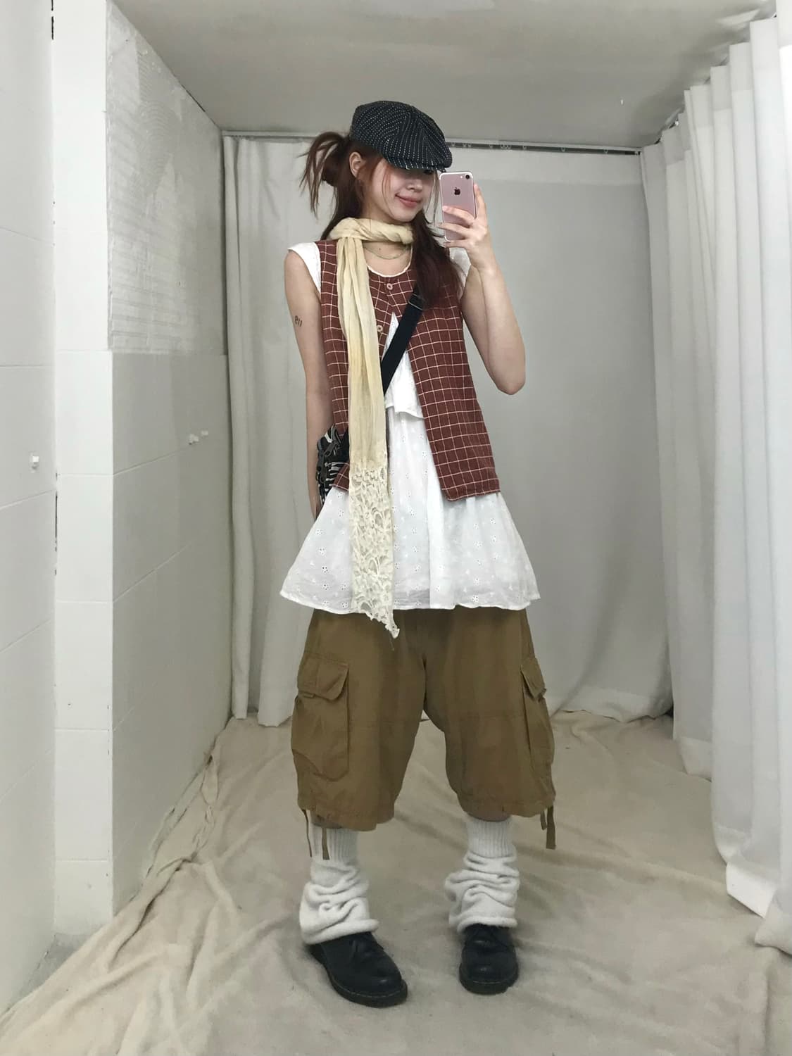 🍓 빈티지 레드 체크 캐주얼 하구미 코디 세트 상품이미지2