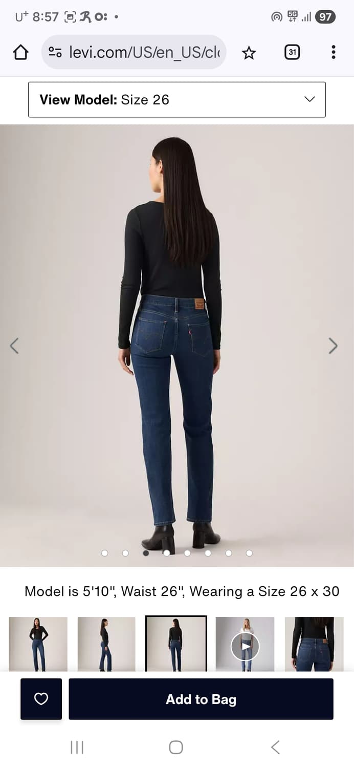 리바이스 314 슬림 스트레이트핏 데님팬츠 청바지 25 상품이미지2