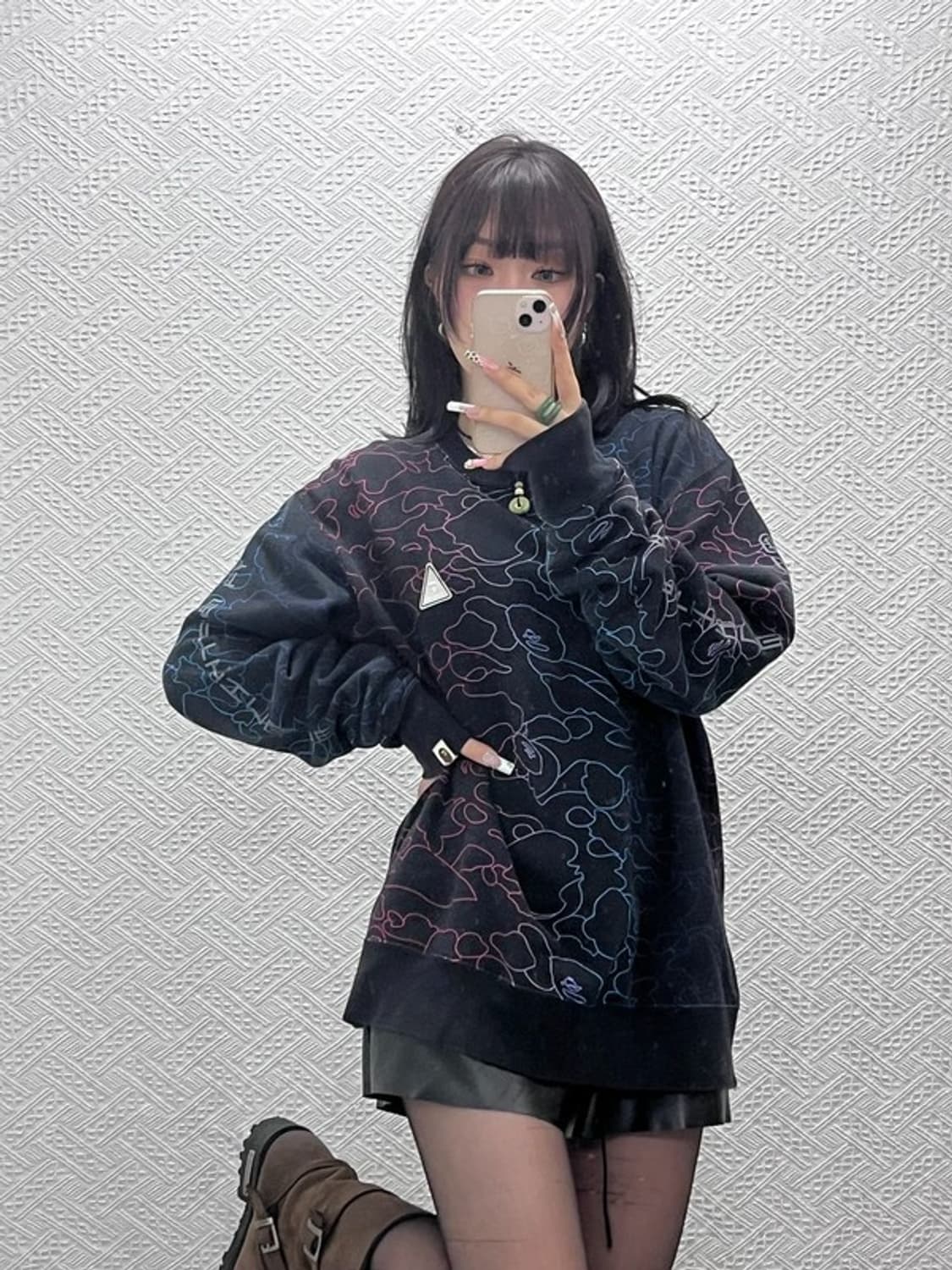 베이프 AAPE 스트릿 펑크 지퍼 레인보우 사루 맨투맨 XL C11067 상품이미지1