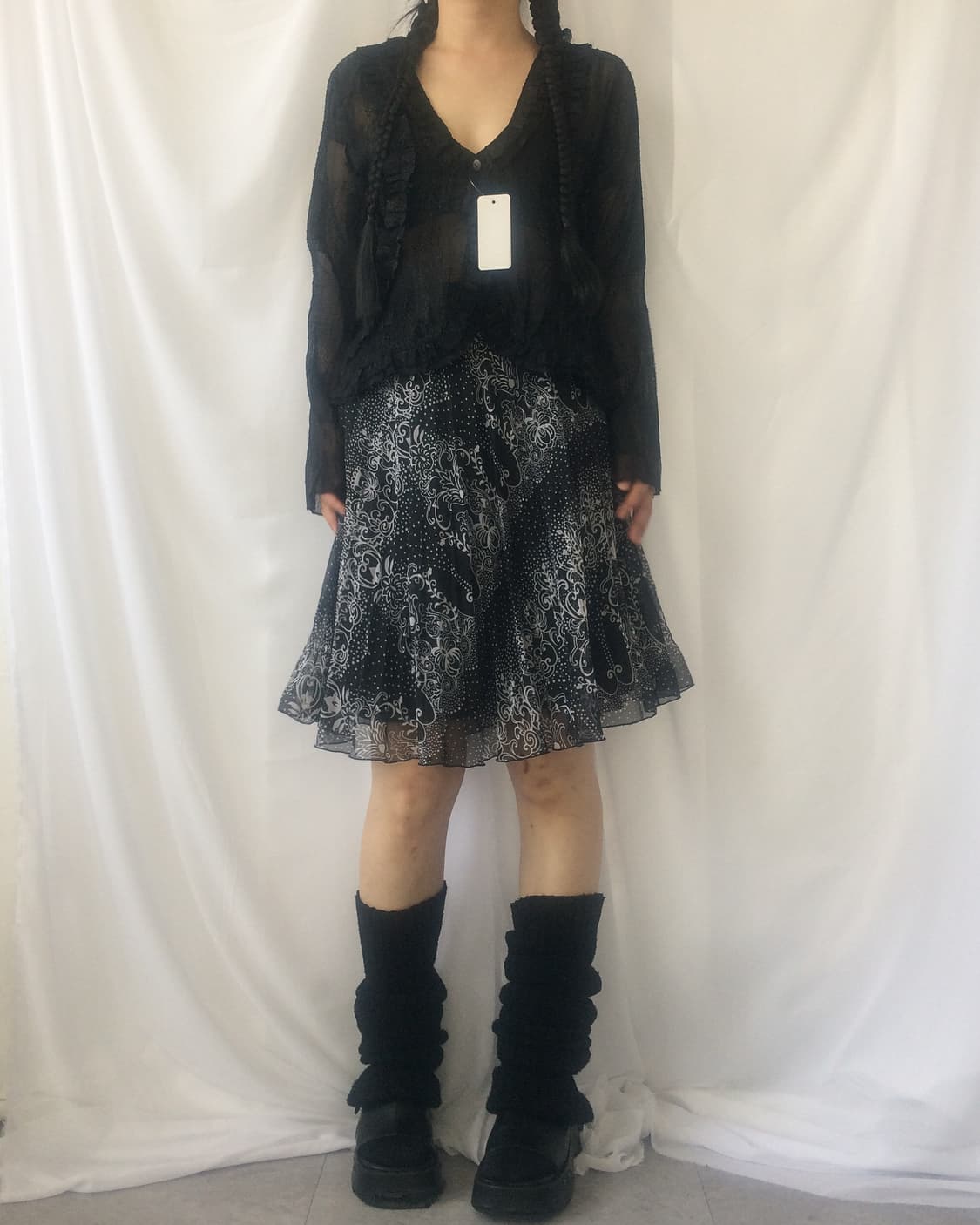 Ornament pattern pleats midi skirt 상품이미지5