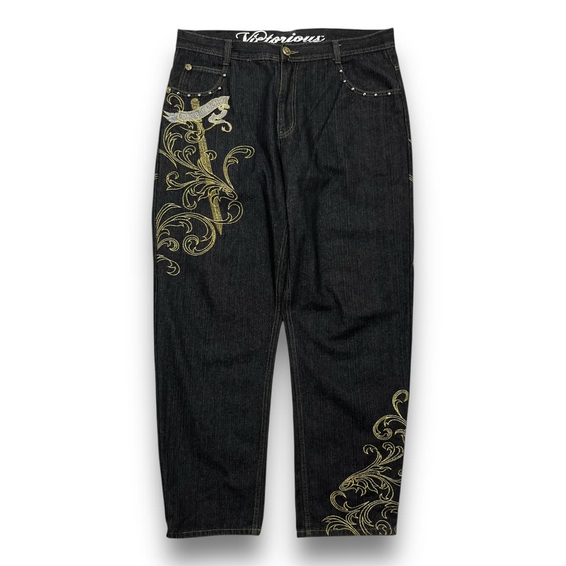 Crown Holder Gold Embroidered Jeans 상품이미지4