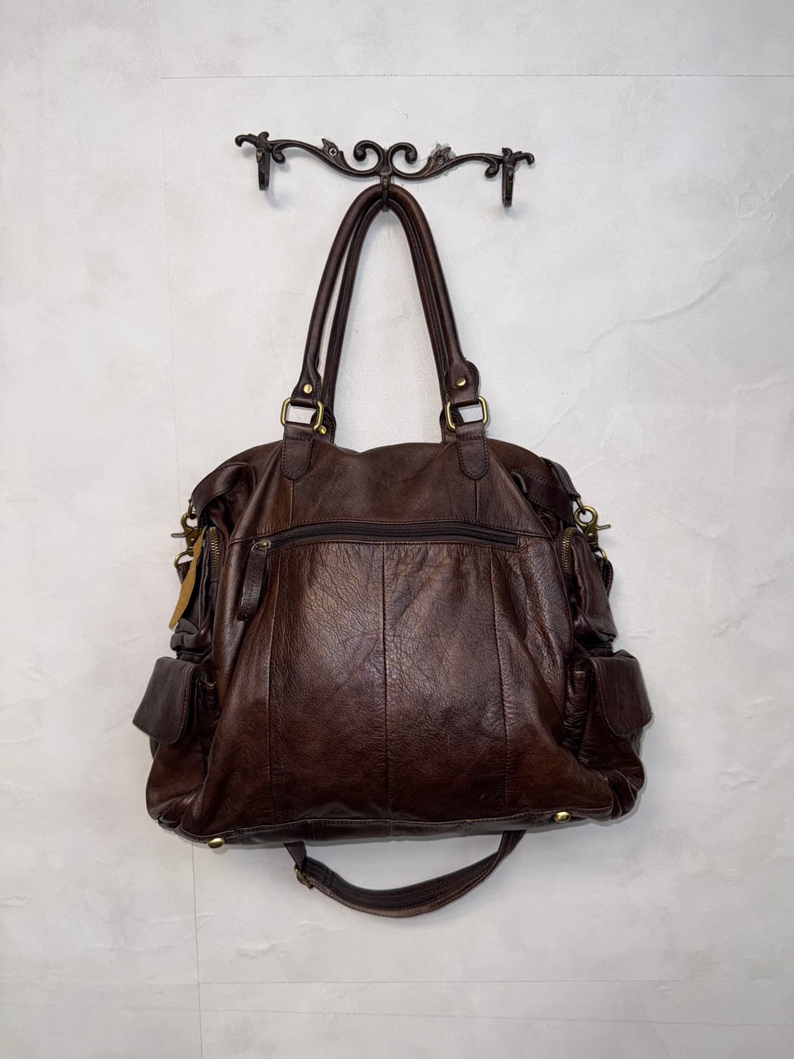 Dark brown multi pocket leather 투웨이백 상품이미지4