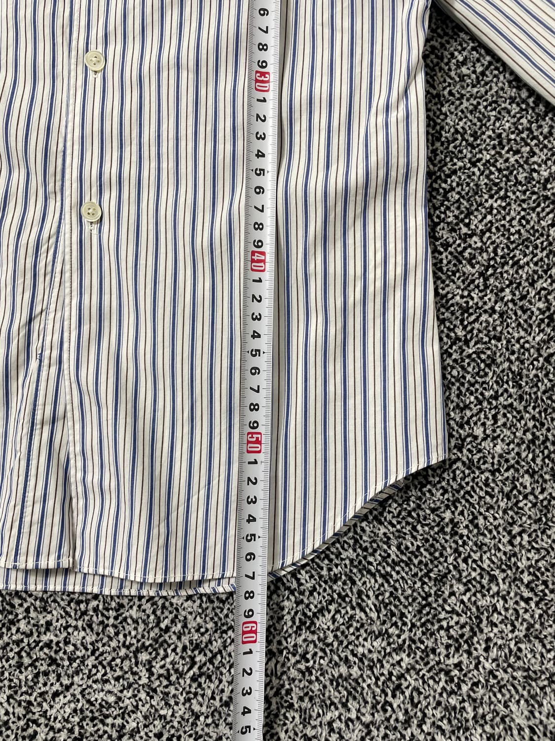 빈티지9. 꼼데가르송 플레이 블랙 하트 와펜 스트라이프 셔츠 블루 상품이미지6