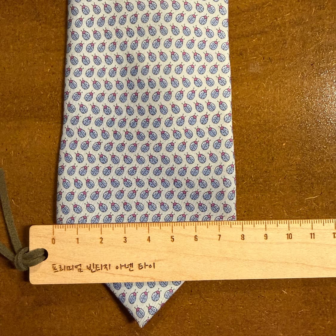 에르메스 HERMES 라이트 블루 미니 패턴 실크 넥타이 상품이미지6