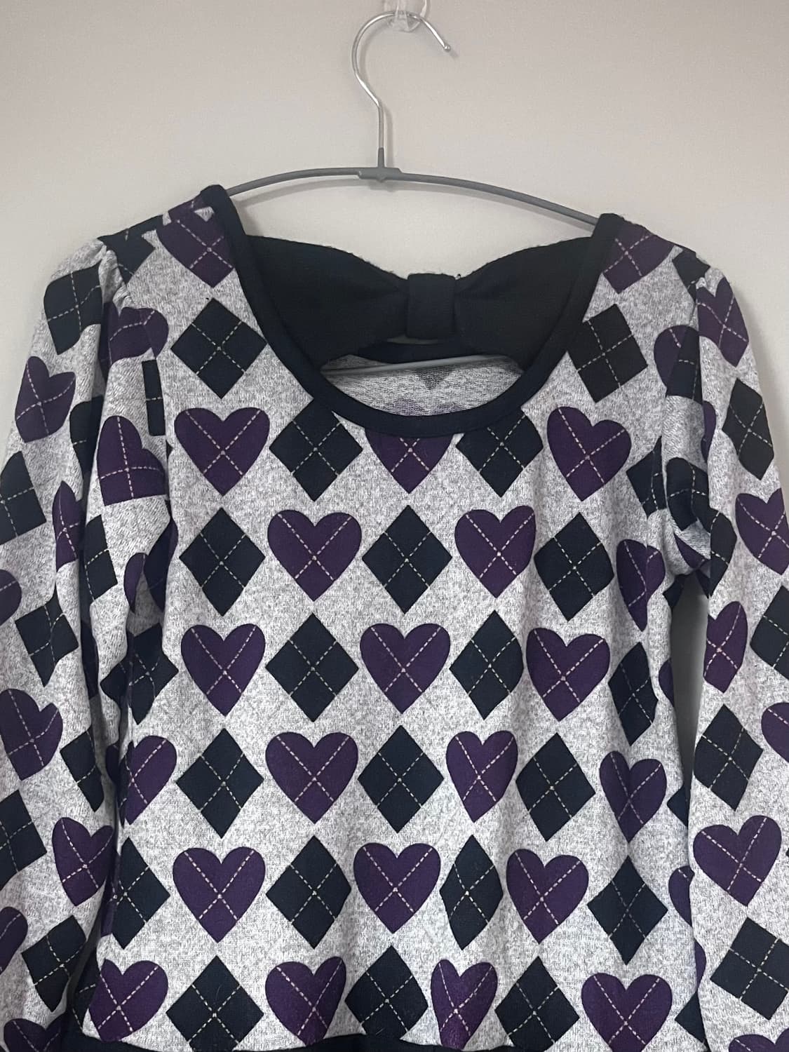 블랙 퍼플 고스로리 리본 원피스 하트 아가일 공겜 펑크 쇼콜라 갸루 상품이미지3