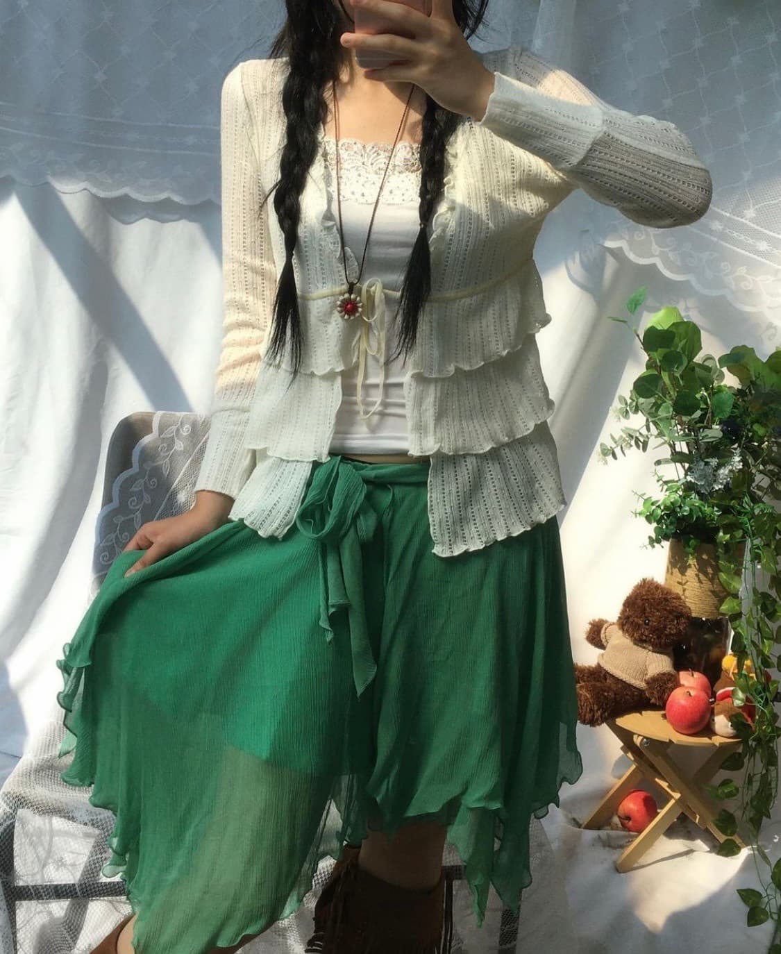 빈티지 화이트 캉캉 가디건 상품이미지2