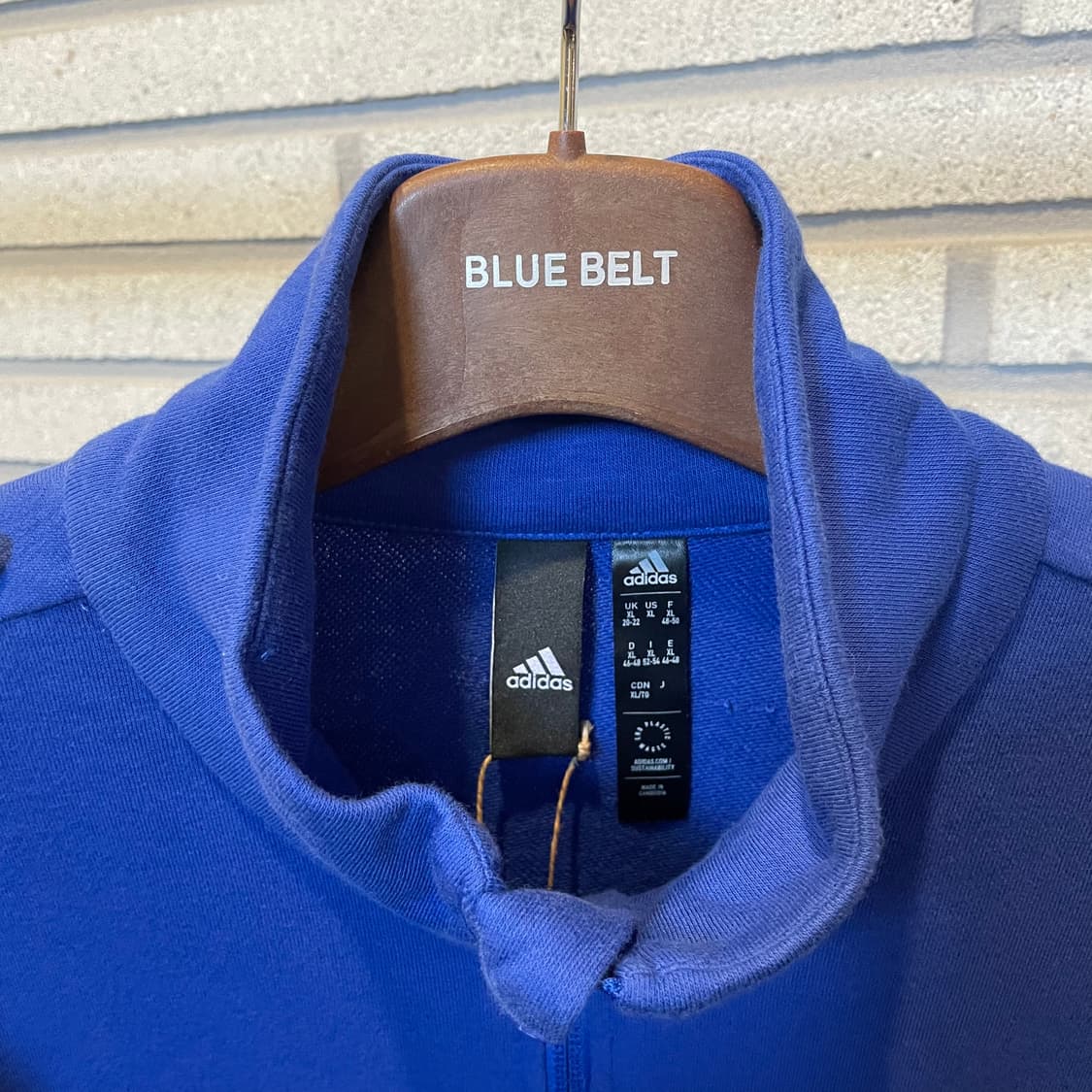 아디다스 반집업 맨투맨 하이넥 캥거루 포켓 배색 디테일 블루 네이비 상품이미지6