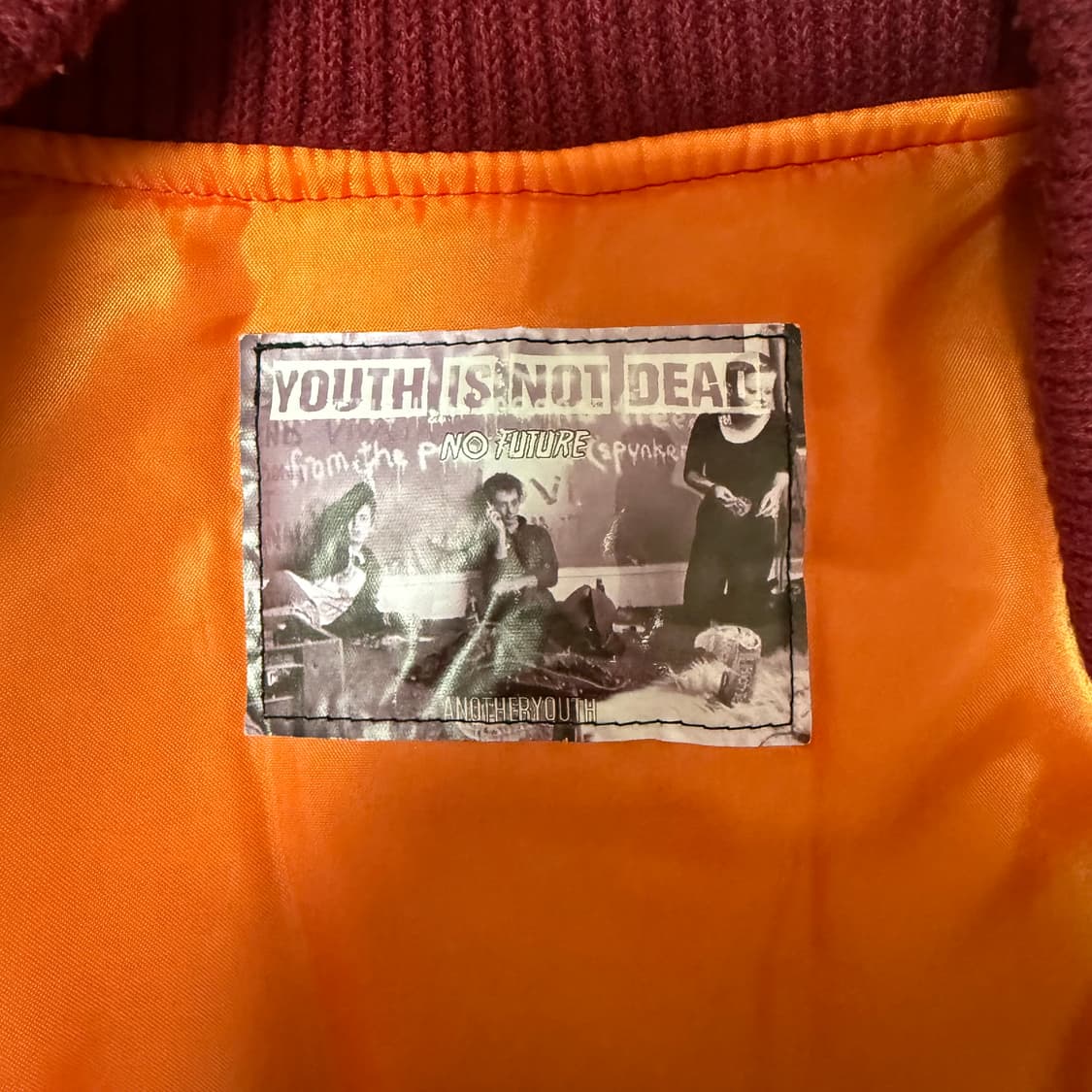 어나더유스 레드 벨벳 크롭 봄버 블루종 자켓 상품이미지3