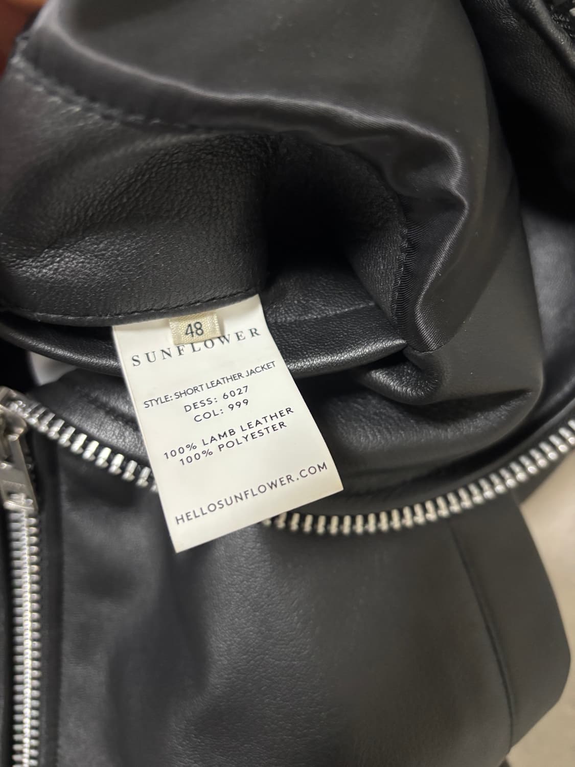 선플라워 레더 자켓 48사이즈 판매 상품이미지2