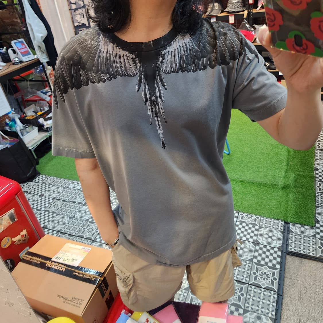 마르셀로불론 날개 프린팅 반팔티 그레이 100 상품이미지10