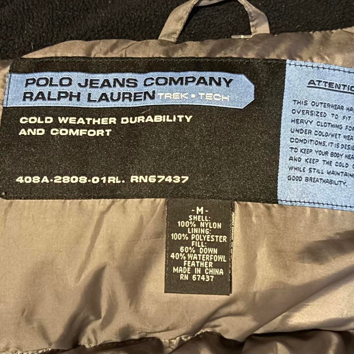 00s 폴로 진스 컴퍼니 트렉텍 다운 패딩 자켓 블랙 상품이미지3