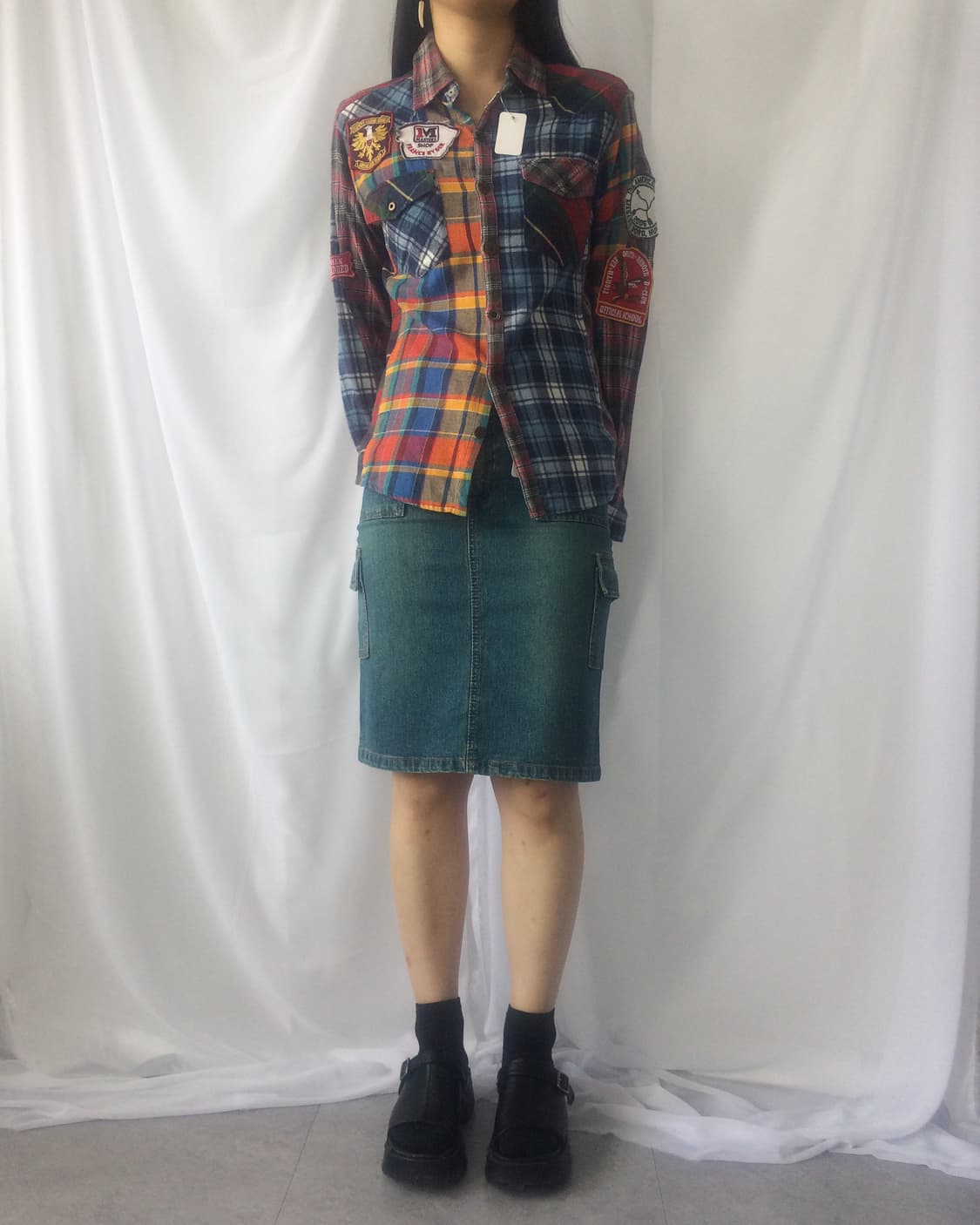 Check pattern mixed shirt 상품이미지1