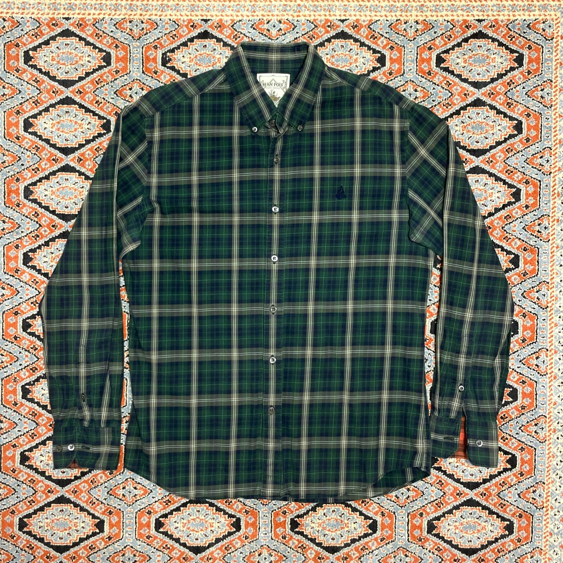 빈폴 그린 타탄체크 슬림 코튼 셔츠 남자105 상품이미지1