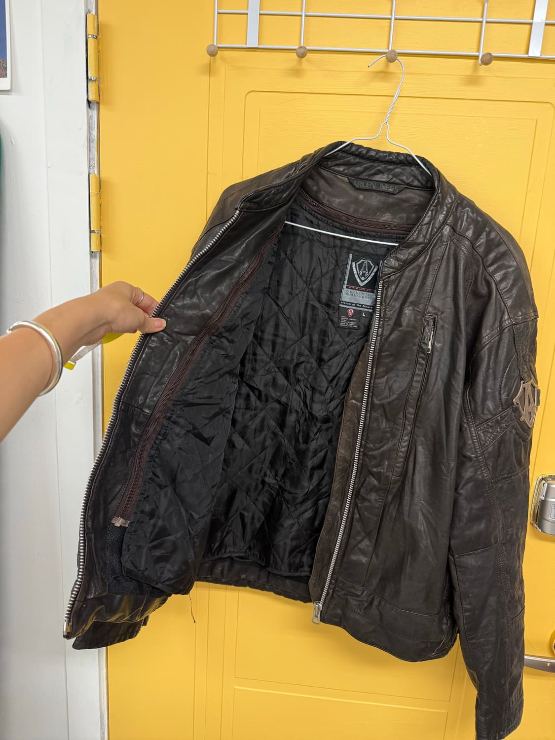 Usa leather racing jacket 미국 가죽 레이싱 자켓  상품이미지10