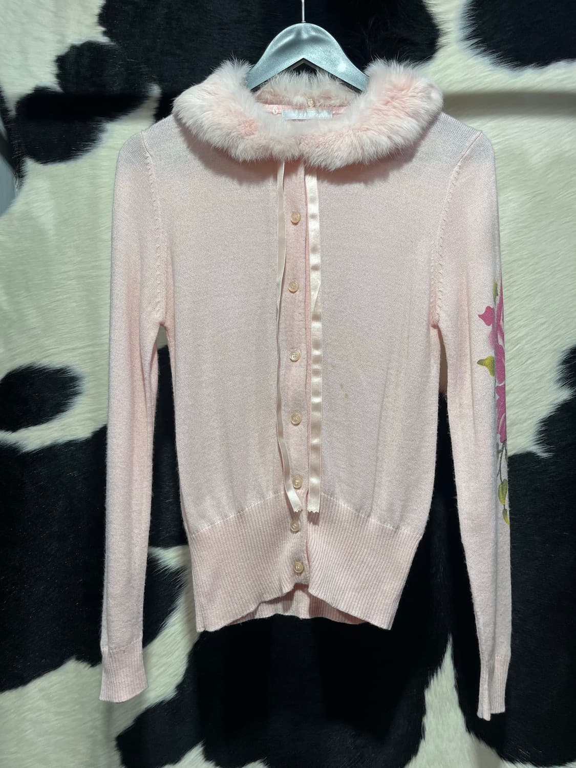 장미 프린팅 카라 퍼 가디건 상품이미지3