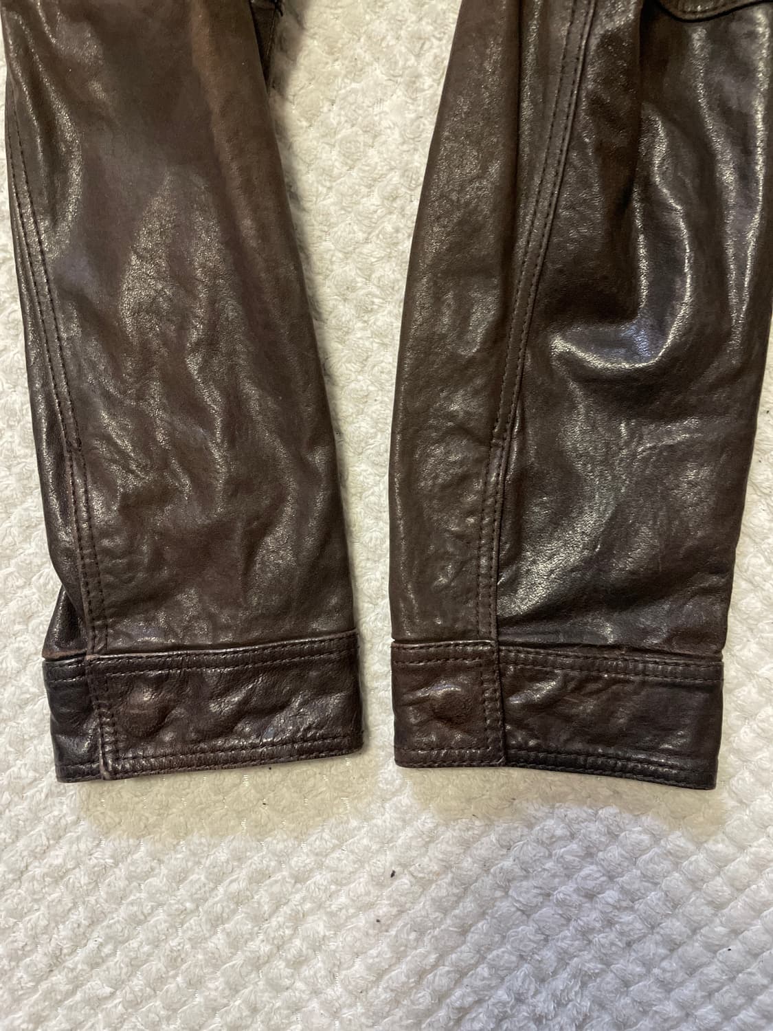 T.I FOR MEN 웨스턴 무드 램스킨 양가죽 절개 포켓 레더 자켓 상품이미지6