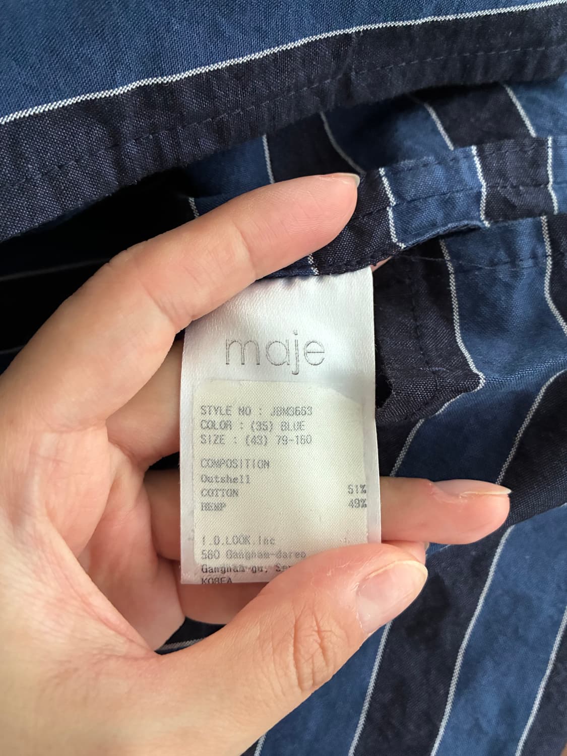 1) 마쥬 maje 스트라이프 린넨 블라우스 블루 상품이미지5