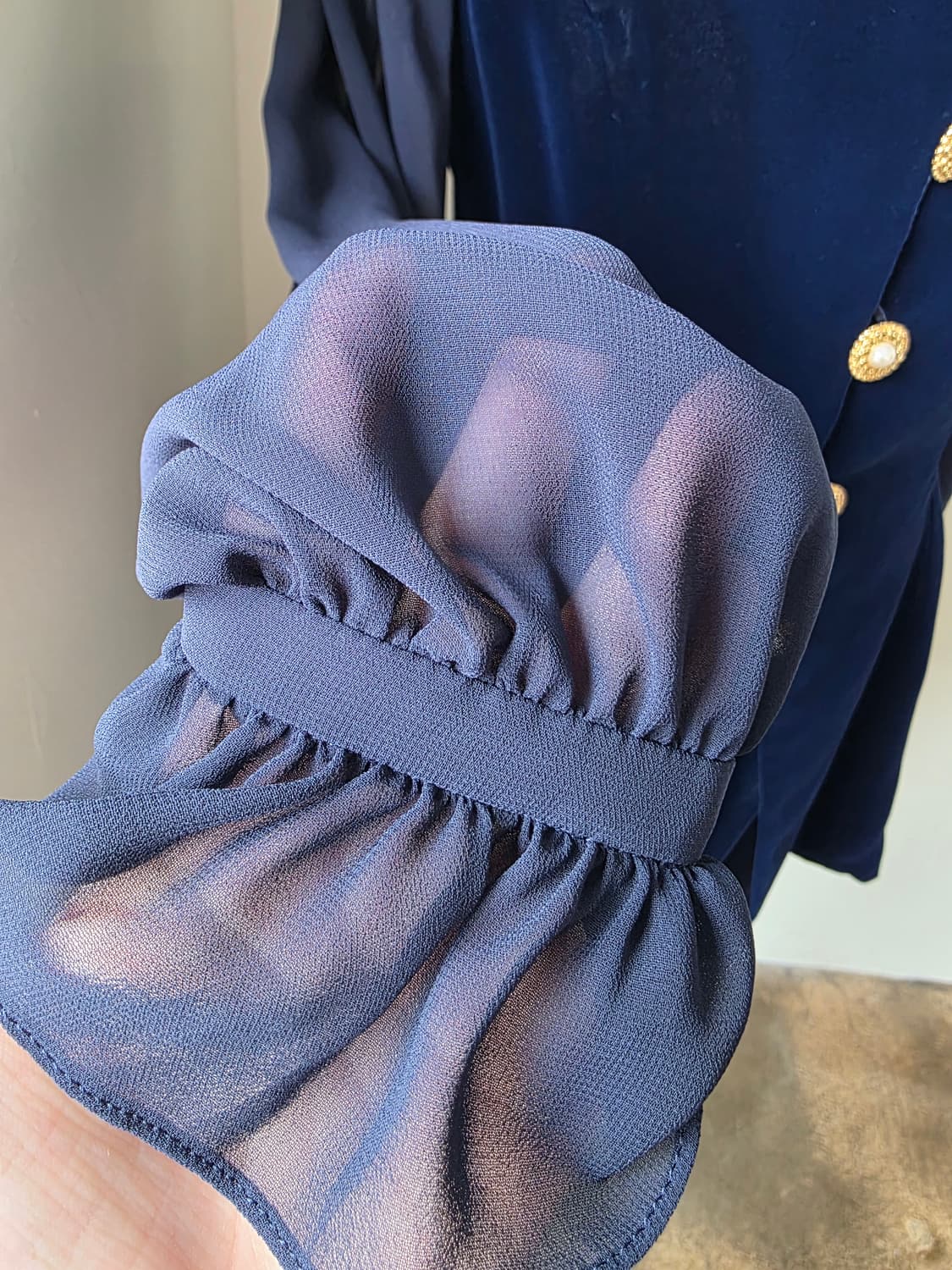 네이비 금장 단추 벨벳 셋업 상품이미지4