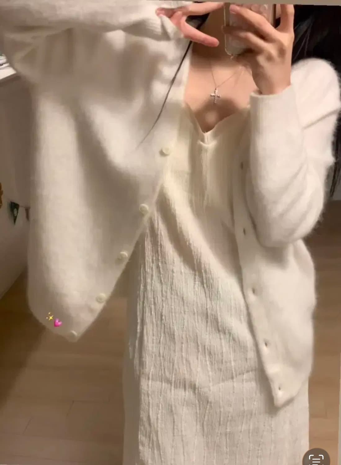 (마지막장/새상품)누아누아 뉴라쿤 오버 가디건 아이보리 상품이미지3