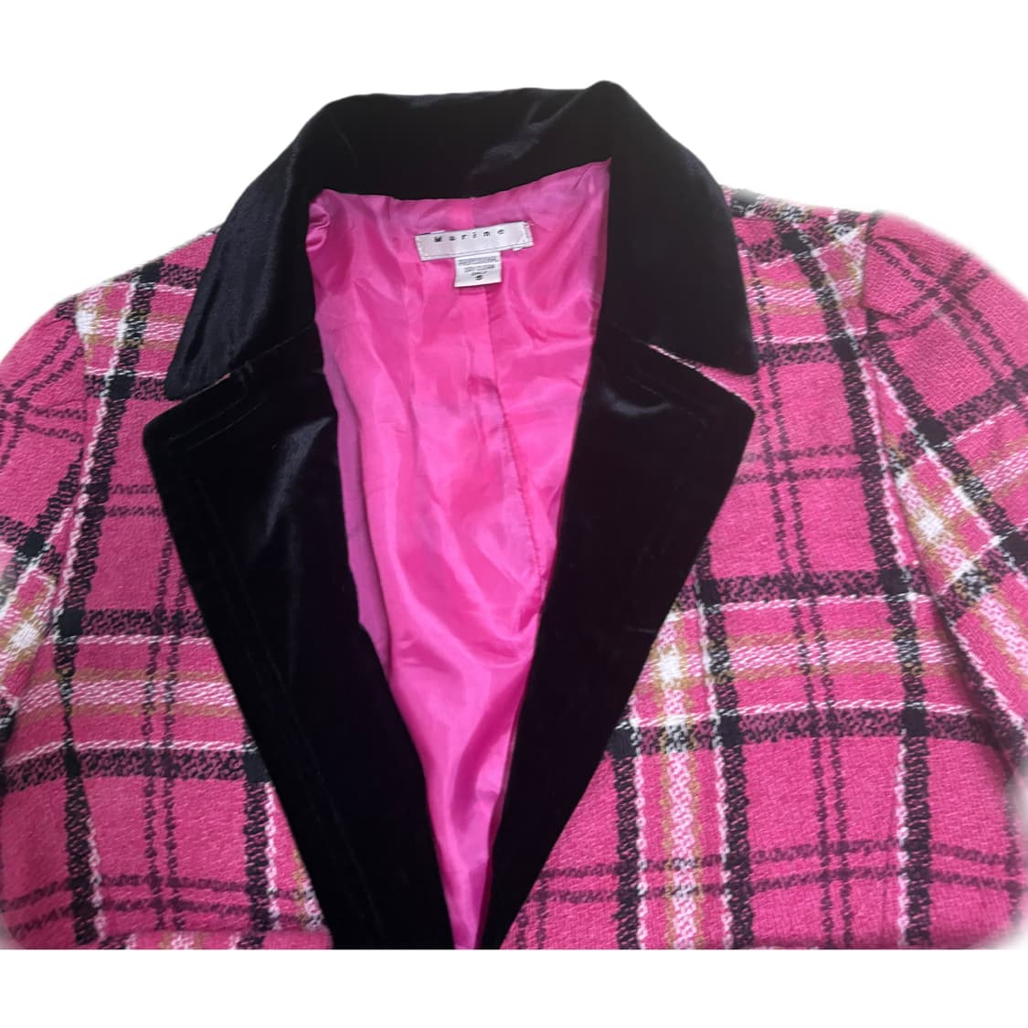 빈티지 벨벳블랙카라 핑크체크자켓 상품이미지4